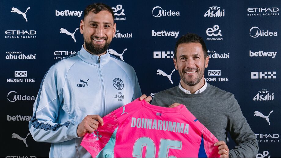 Gianluigi Donnarumma Presented at Manchester City, Eyes Derby Debut Hugo Viana alongside Donnarumma, Manchester City's new goalkeeper