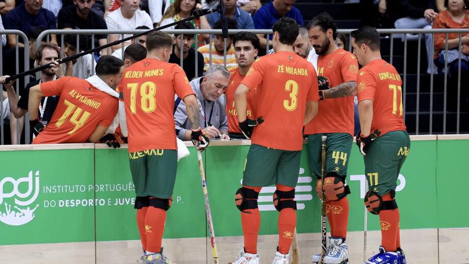 Paulo Freitas Dismisses Portugal's European Roller Hockey Losses, Eyes Quarter-Finals A roller hockey player in action, seen from behind.
