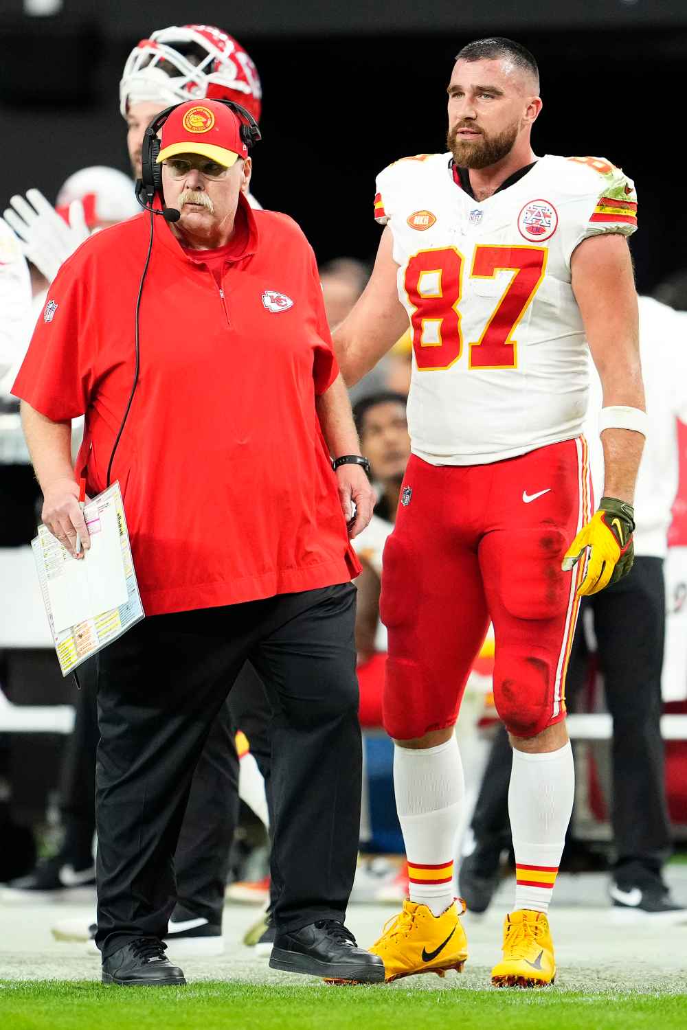 Travis Kelce and Andy Reid of the Kansas City Chiefs.