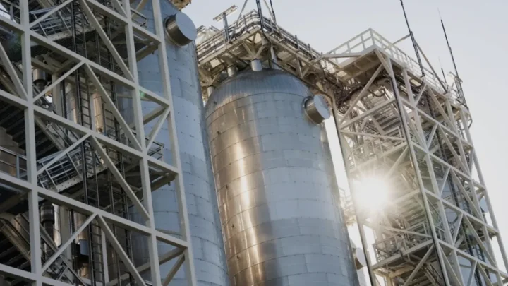 Illustration of a ship transporting liquid CO2, and a subsea pipeline leading to an offshore platform