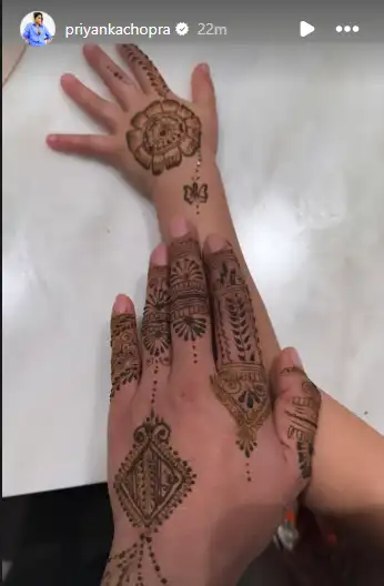 Priyanka Chopra flaunts Nick-named mehndi for Karwa Chauth preparations Priyanka Chopra and daughter Malti Marie show their mehendi