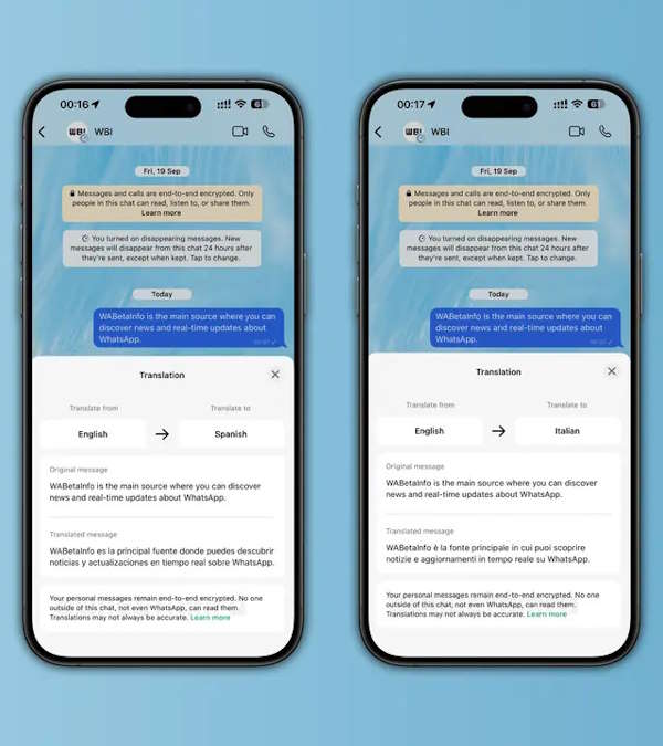 WhatsApp iOS Meta translation