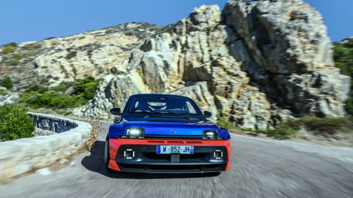 Renault 5 Turbo 3E parked by the sea in Calvi