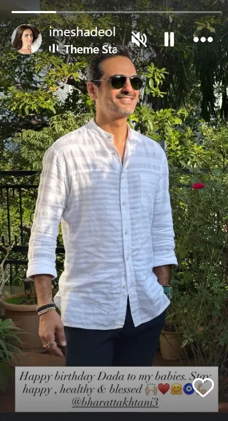 Esha Deol's Instagram Story post for Bharat Takhtani