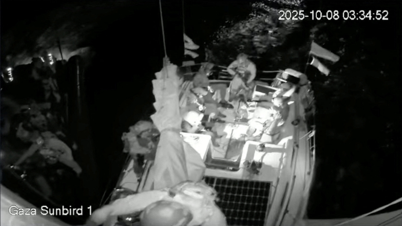 Israel intercepts Gaza aid flotilla in international waters, second time this week.