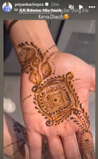 Priyanka Chopra flaunts Nick-named mehndi for Karwa Chauth preparations Priyanka Chopra Jonas flaunts her Karva Chauth mehendi