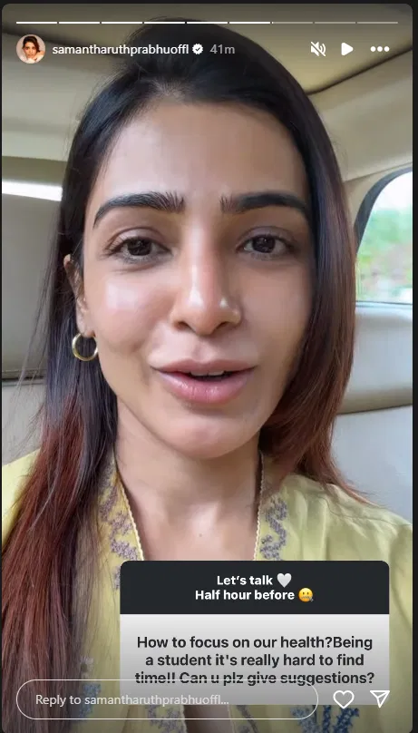 Image of Samantha Ruth Prabhu's Instagram story post sharing advice and the NCRB report