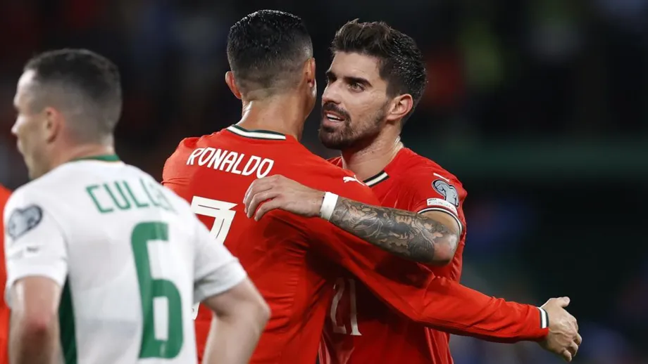 Saudi League Players Score 8 of 9 Portugal Goals in World Cup Qualifiers Ronaldo hugs Rúben Neves after the goal against Ireland