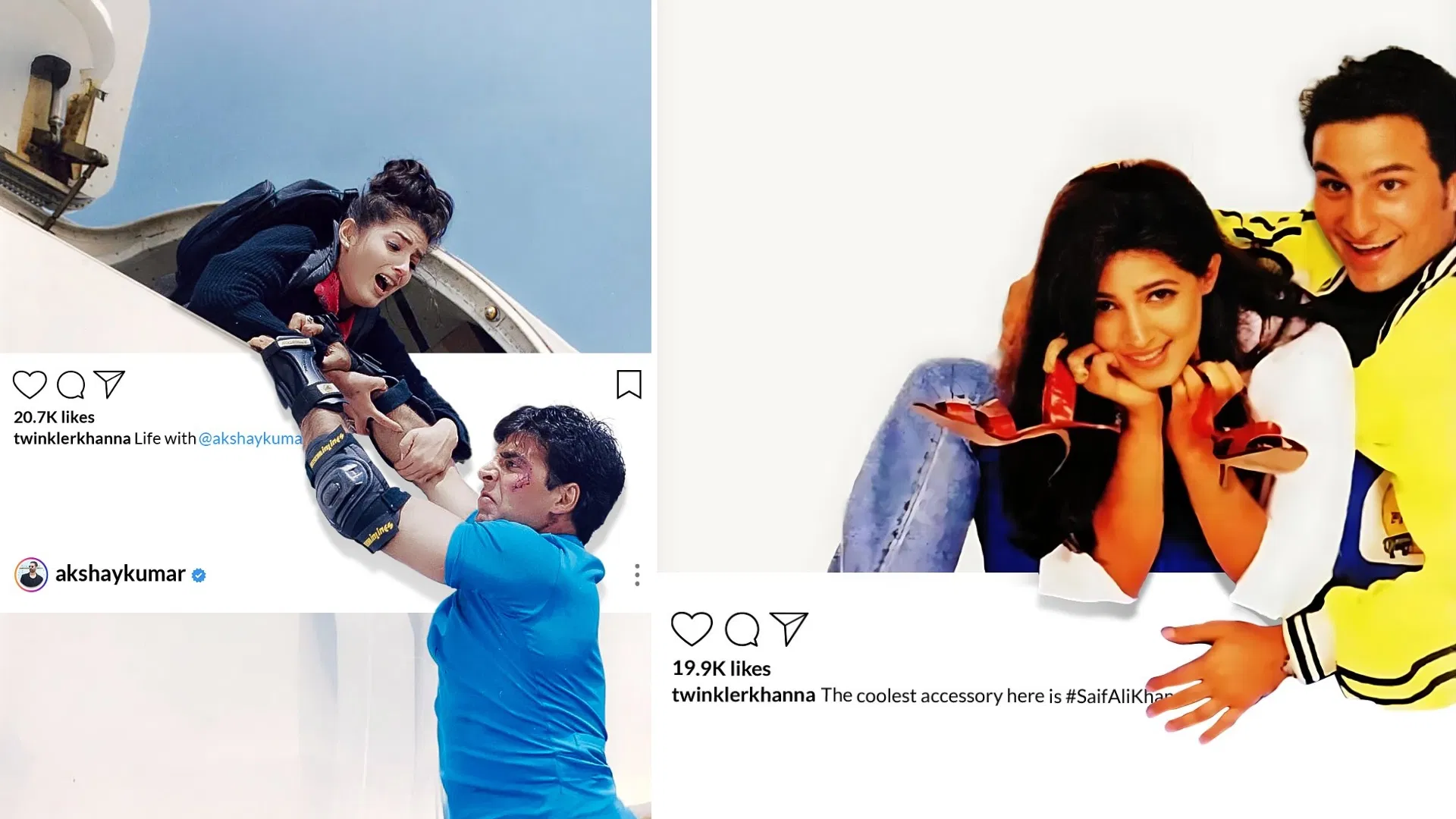 Twinkle Khanna saving Akshay Kumar from a plane crash scene in 'International Khiladi'