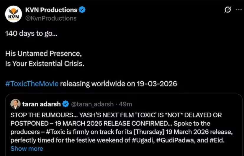 Yashs Toxic Confirmed for March 19 2026 Release Dismissing Delay