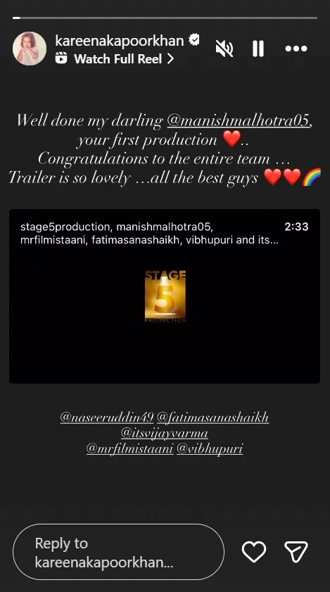 Celebs Applaud Manish Malhotras Debut Film Trailer Kareena Says Shaabaash