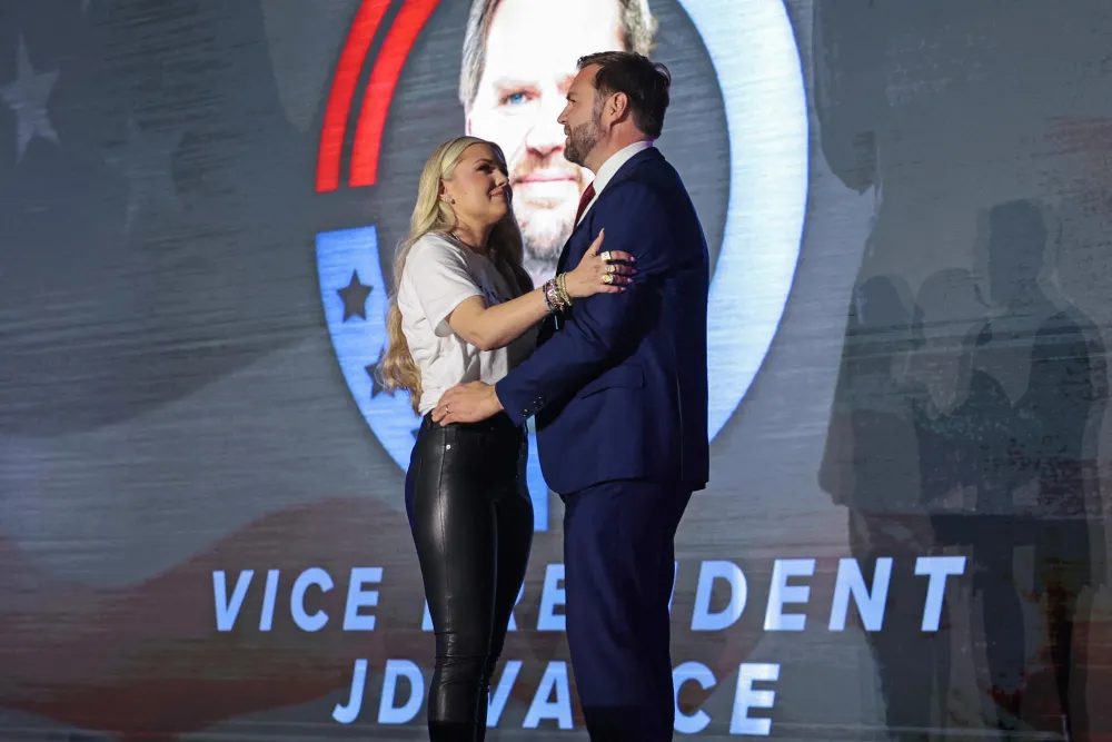 Erika Kirk explains intimate hug with Vice President JD Vance. My love language is touch. GettyImages 2243532388