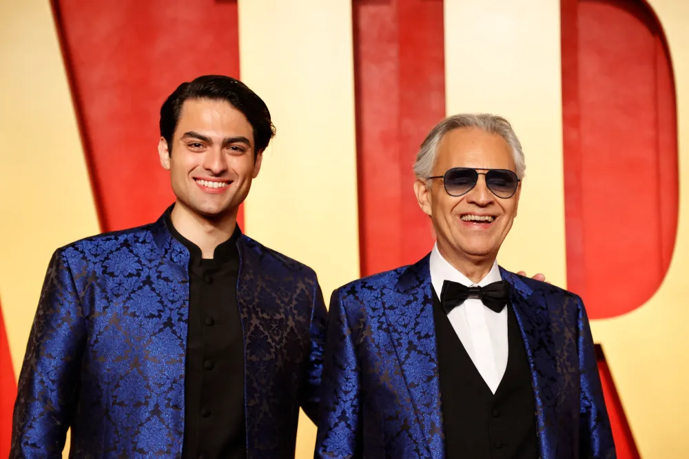 Matteo Bocelli with his father, tenor Andrea Bocelli.