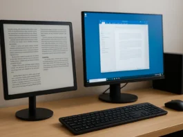E-Ink Monitor Used Alongside a Traditional Display in a Hybrid Setup