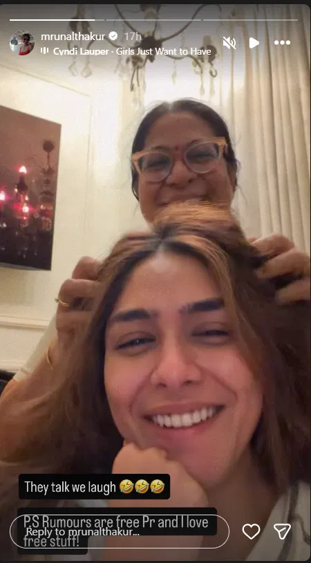 Mrunal Thakur laughing with her mother